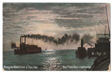 San Francisco California c1908 waterfront at sunrise, ferry boat picture
