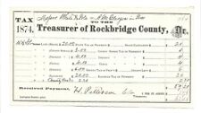 Vintage 1874 Document Tax Receipt Treasurer of Rockbridge County Virginia Signed picture