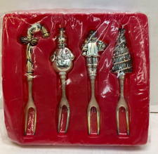 vintage wallace silverplated christmas cocktail fork set of 4 new sealed package picture