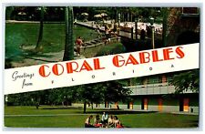 c1950's Greetings From Coral Gables Bathing view Florida Correspondence Postcard picture