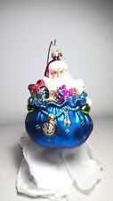 VTG Christopher Radko Santa w/Blue Bag of Toys Christmas Ornament 7