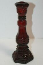 Vtg. Avon 1876 Cape Cod Collection Red Glass Candlestick Bird Of Paradise Empty picture