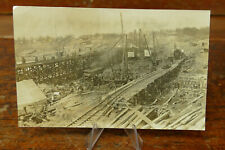 Antique c1908 Railroad Being Built RPPC Steam Shovels Cranes Postcard picture