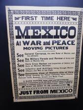 1914 THE GREAT MEXICAN WAR Broadside Silent Film Poster Pancho Villa Mexico ORIG picture