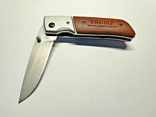 Donald Trump Keeping America Great Rosewood Pocket Knife With Clip and LED Light picture