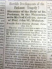 1849 newspaper PARKMAN - WEBSTER MURDER CASE -19th C. TRIAL OF THE CENTURY  picture
