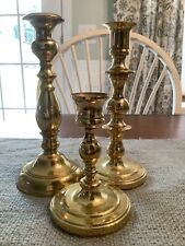 Set of 3 Vintage Brass Candle Holders 8”, 7.5”, 4.75” -2 Baldwin Brass picture