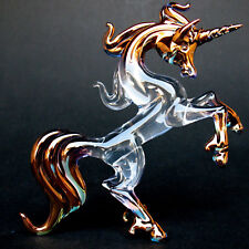 Unicorn Rearing Figurine Sculpture of Hand Blown Glass picture