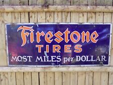 Vintage Firestone Tires Most Miles per Dollar Enamel Porcelain Sign picture
