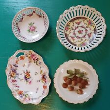Antique Porcelain Germany Trinket Pin Dishes Lot Of 4 Floral & One Fruit Designs picture