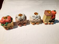 Halloween Happy Hauntings Porcelain Candle Holder Train Set 1995 Vintage picture