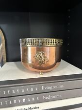 Mid Century Modern Planter  Copper And Brass Vintage Rose Pattern Preowned picture