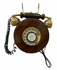 Vintage Collectible Home-Office Decor Wooden Round Rotary Working Telephone Gift picture