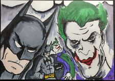 The BATMAN JOKER  Mixed ACEO Sketch Card MDL Original Art Card picture