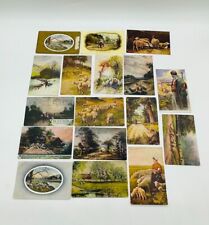 17 Vintage Victorian Antique Postcards Sheep Pasture Winter Inset Gold Heath picture