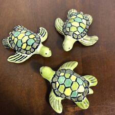 Vintage Sea Turtle Figurine Ceramic Craft Miniatures Animal Hand Painted Lot/3 picture