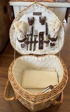 PICNIC SET Heart Shaped Basket ~ by Picnic Time Woven Wicker NEW Love & Romance picture