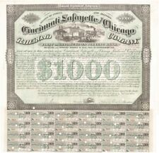 Cincinnati, Lafayette and Chicago Railroad Co. - $1,000 Bond - Railroad Bonds picture