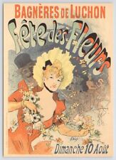 Art~Flower Festival~Woman W/ Bouquet~French~Jules Cheret~Continental Postcard picture