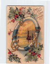 Postcard Xmas and New Year Greetings with Holiday Embossed Art Print picture