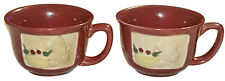 Burgundy Red Heinz Ceramic Teacup With 3D Picture In Beige Set Of 2 picture