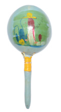 Vintage Mexican Maraca Hand Painted Made in Mexico Blue Hombre Folk Art picture