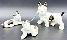 3 Mini French Bulldog Family Porcelain Vtg Japan Collectible Figurine Dog picture