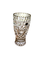 Vintage Crystal Vase 24 Lead  Clear Yugoslavia Heavy Star of David Judaism Decor picture