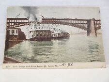 Vintage Postcard Eads Bridge River Scene St Louis MO Posted 1910 Paddlewheel picture