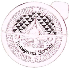 Vintage Delta Tri Star Inaugural Service Silver Foil Embossed Luggage Label picture