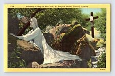 Postcard Arizona Yarnell AZ St Joseph Shrine Way Cross Linen Unposted 1940s picture