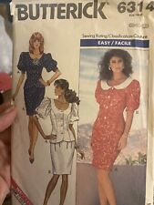 Vintage 1988 Butterick Dress Pattern 6314 Size 8-12 Cut and Complete  picture