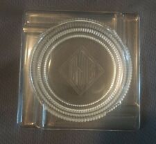 Vintage Art Deco Etched Monogrammed  Clear Glass Square Ashtray Four Sides picture
