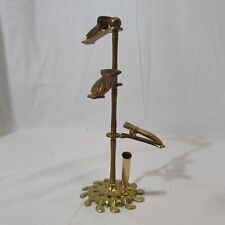 Vintage Victorian Style Brass Hand Clip Letter Holder On Stand 3 Clips Japan picture