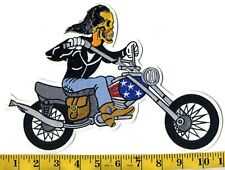 1990s Easy Rider Skull Motorcycle Harley Sew Glue Patch 71/2