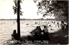 Swimmers at Walter J. Hayes State Park Irish Hills Michigan 1940s RPPC Postcard picture