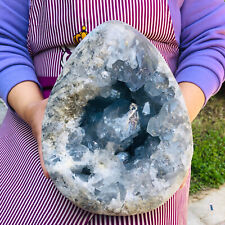 23LB Natural Blue Celestite Geode Crystal Quartz Rock Specimen HH618 picture