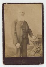 Antique c1880s ID'd Cabinet Card Older Man Named Simon Theiser Harrisburg, PA picture