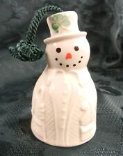 Belleek Ireland Irish Snowman Porcelain Christmas Bell w Clover Hat picture