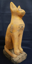 Rare Ancient Egyptian Antiques Statue Of Goddess Bastet Wooden Egyptian Cat Bc picture