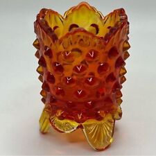 Vintage 60s-70s Fenton Amberina Hobnail Footed Toothpick Holder, Shot Glass GLOW picture