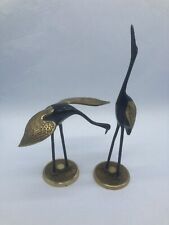 2 Beautiful Vintage Black Brass Birds (Herons/Cranes) Lacquered by Unique Corp. picture