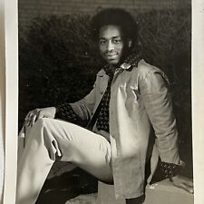 Vintage B&W Snapshot Photograph Handsome Black African American Man Teen 70s ID picture