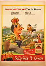 1943 Seagram's 5 Crown Beat The Axis Cartoon World War II Vintage Print Ad picture