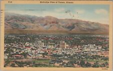 c1940s Birds eye view Tucson Arizona downtown mountains linen postcard C909 picture