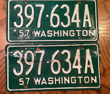 1956- 1957 WASHINGTON LICENSE PLATE - CAR TAG PAIR KING COUNTY SHORTIE PAIR picture