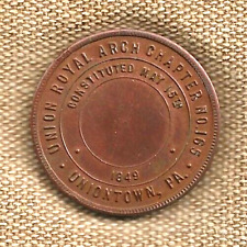 VINTAGE UNIONTOWN PA MASONIC PENNY TOKEN - UNION ROYAL ARCH CHAPTER NO. 165 picture