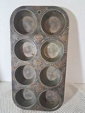 Vintage Ekco Ovenex 8 Cup Sunburst Tin Muffin Pans (Worn Finish) picture