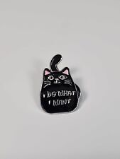 I Do What I Want Lapel Pin Black Cat with Pink Ears picture
