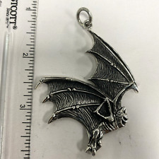 Sterling Silver Large Flying Bat 925 pendant Goth Vampire Halloween 18.7 g picture